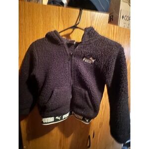 Puma Boys Sherpa Fleece Full Zip Hoodie Black Logo Size S 5